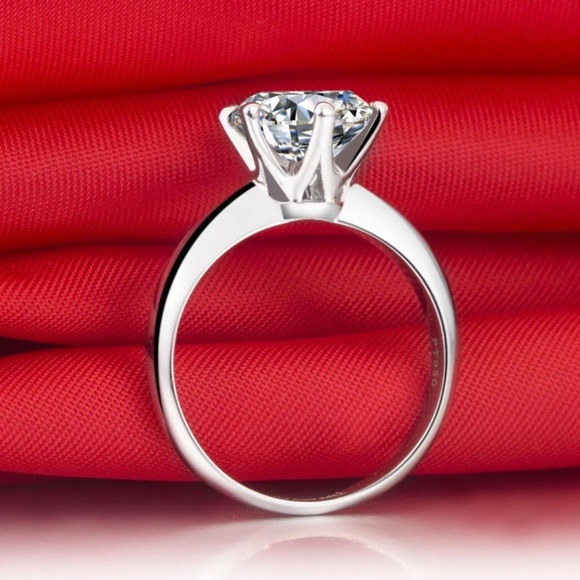 3 ct Solitaire Moissanite Diamond, 925 Silver, Engagement, Wedding, Glam Ring, 6 - Picture 8 of 14